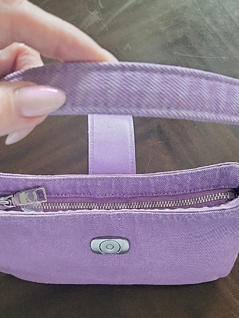 Coach Purple Denim Shoulder Bag with Leather Trim - Picture 12 of 13